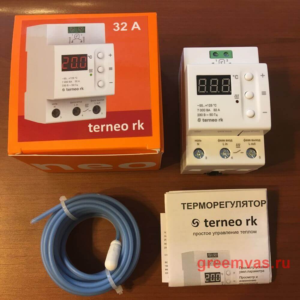 Электронный терморегулятор (термостат) Terneo RK 32 A на DIN рейку для электрических котлов