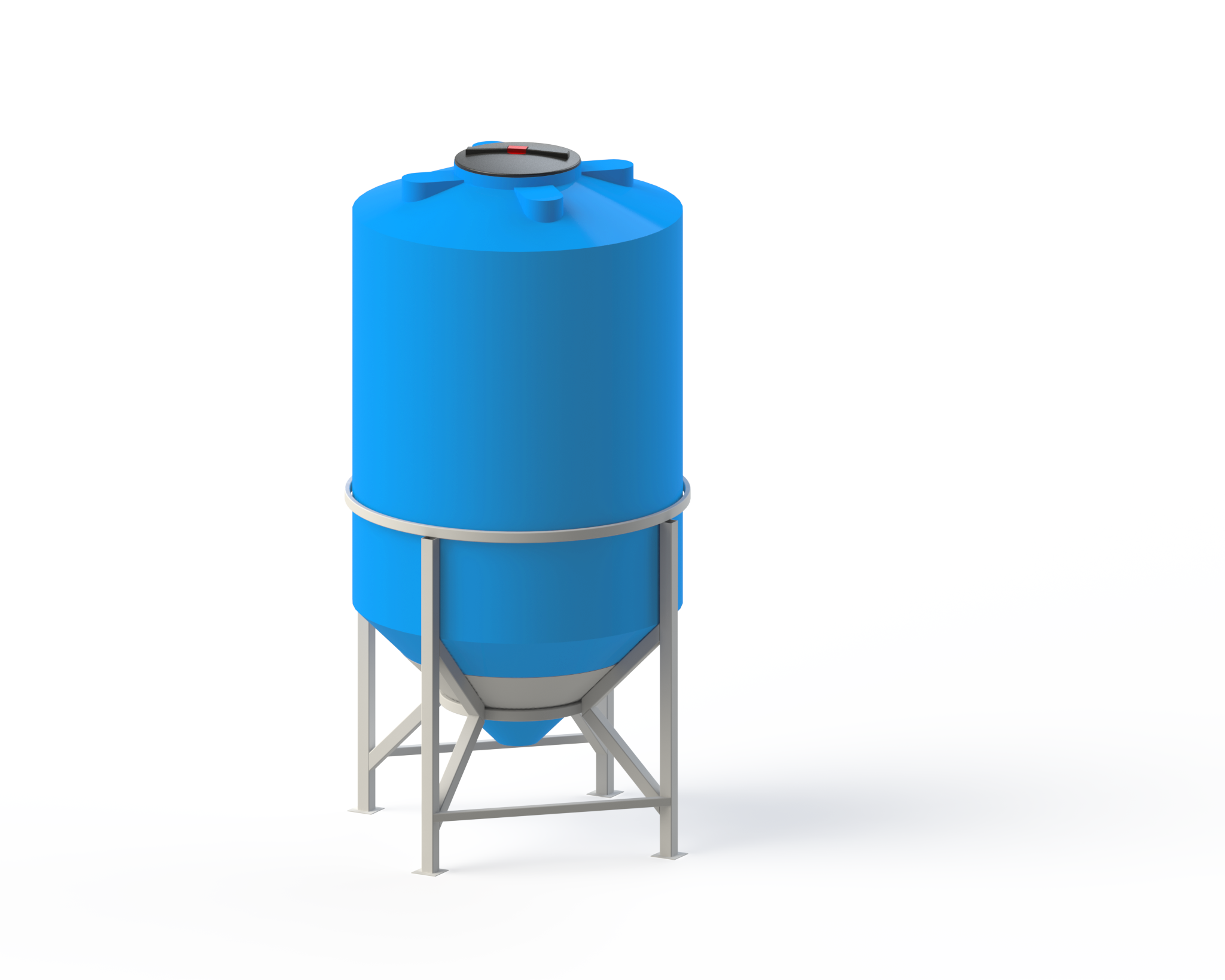 Пластиковая вертикальная ёмкость с коническим дном на опоре ТанПласт ТЦКВ-2000