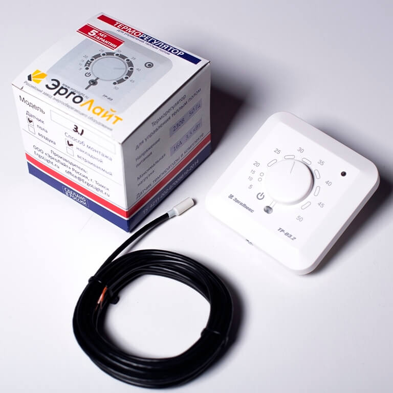 Электронный терморегулятор ЭргоЛайт ТР-03.2 В встраиваемый/накладной (с датчиком воздуха)