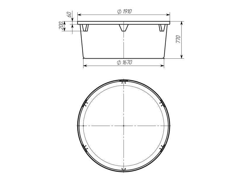 Полиэтиленовый бассейн для купания ТанПласт 1800л