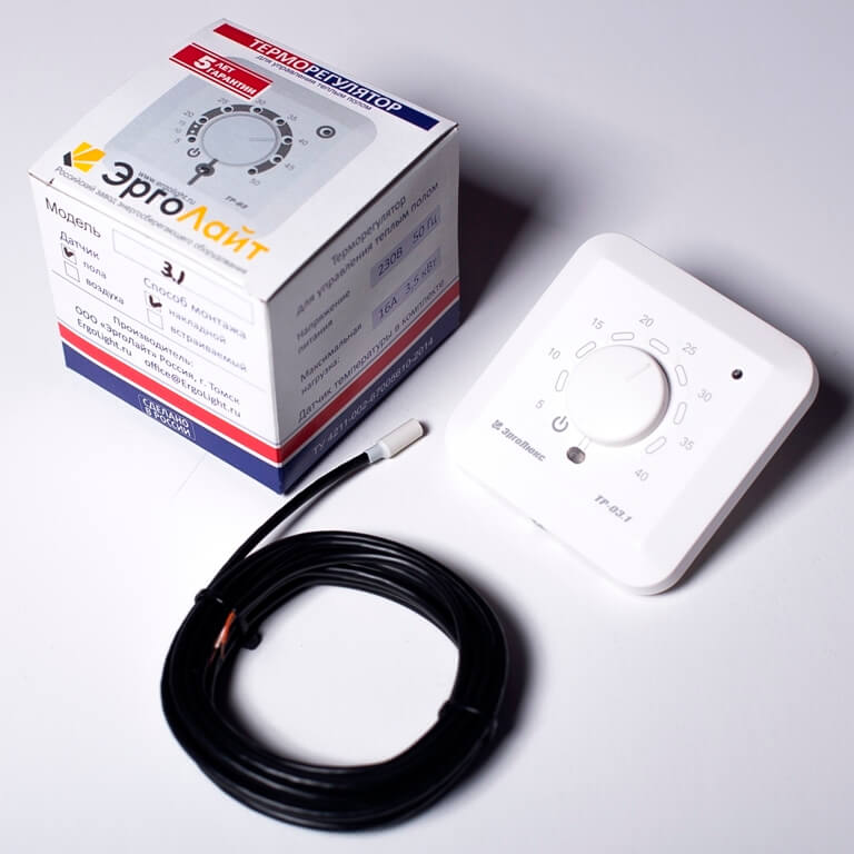 Электронный терморегулятор ЭргоЛайт ТР-03.1 П встраиваемый (с датчиком пола)