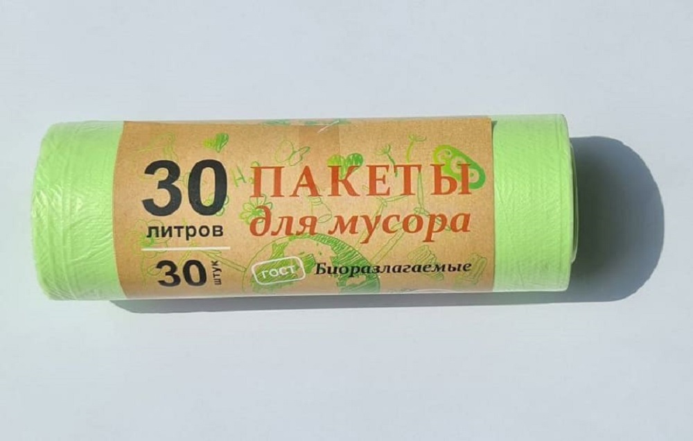 Пакеты для мусора 30л*30шт в рулоне, ПНД 9,0мкм (зелёные)